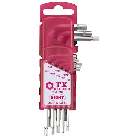 Eight Tool TAMPER-PROOF TORX KEY L-HANDLE SET, 8PC T8-T40 TXH-S8